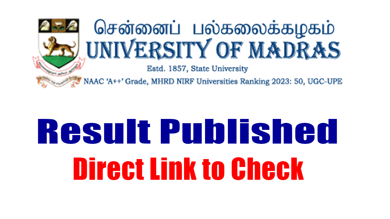 Madras University Result 2024 All Subjects Result published check now